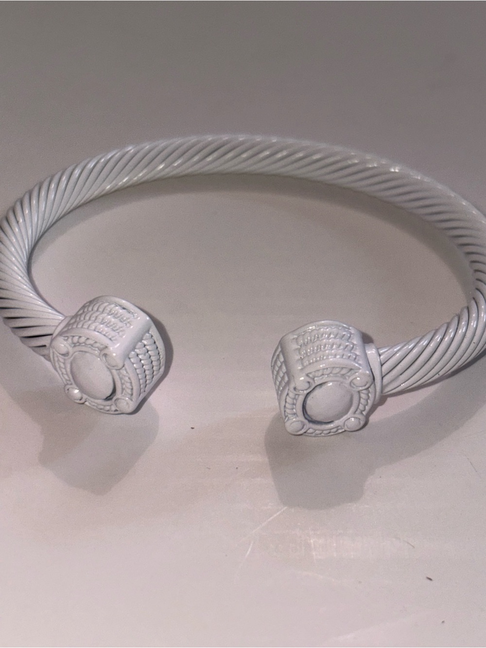 Plunder White Twisted Cable Open Cuff Bracelet